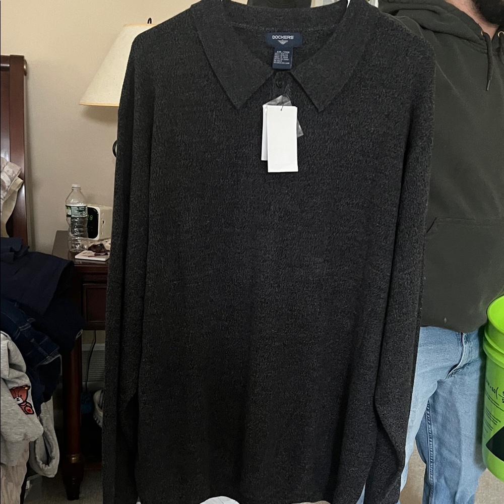 Dockers Charcoal Button-Up Cardigan